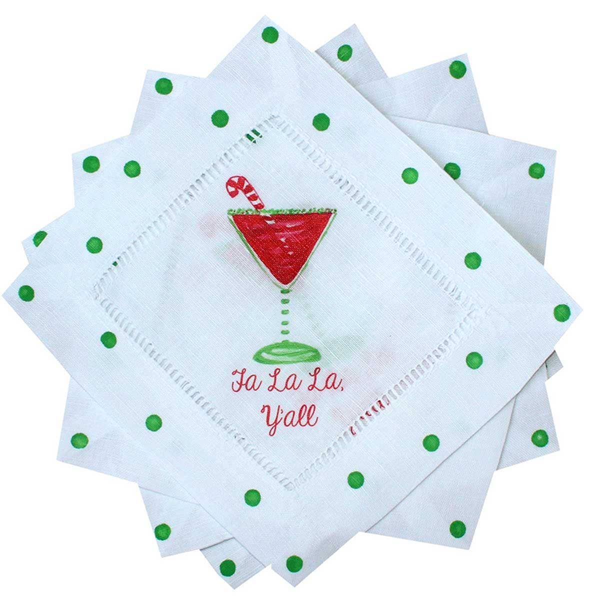 Fa La La, Y'all Cosmo Linen Cocktail Napkins