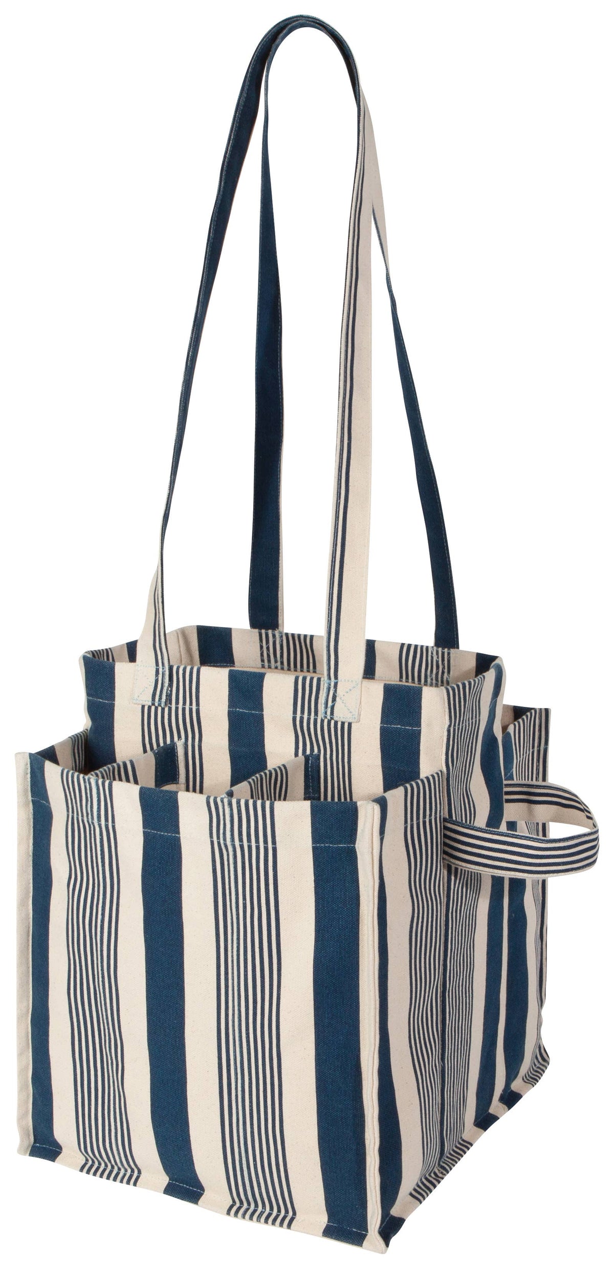 Navy Stripe Canvas Shopping Tote