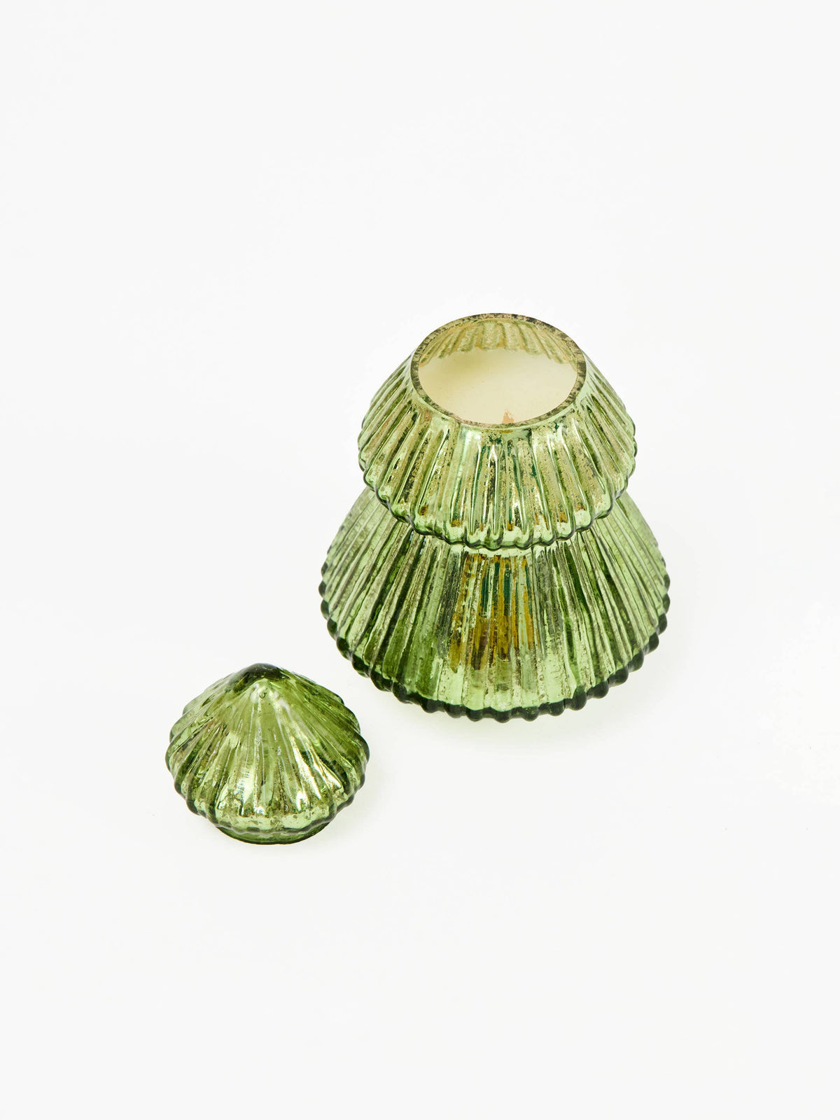 Tree Candle 5" Green Mercury