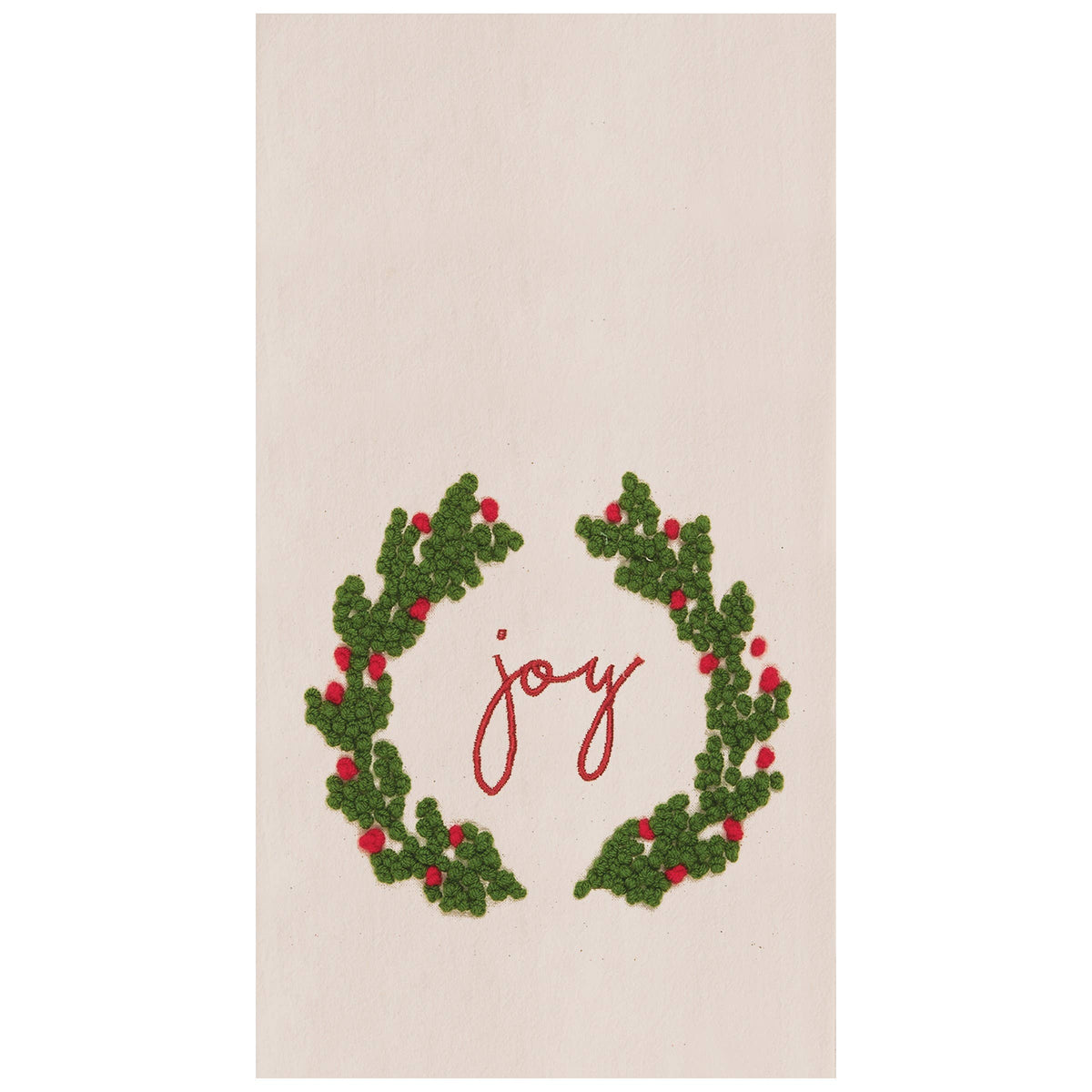 SALE Christmas Joy Wreath French Knot Kitchen Towel