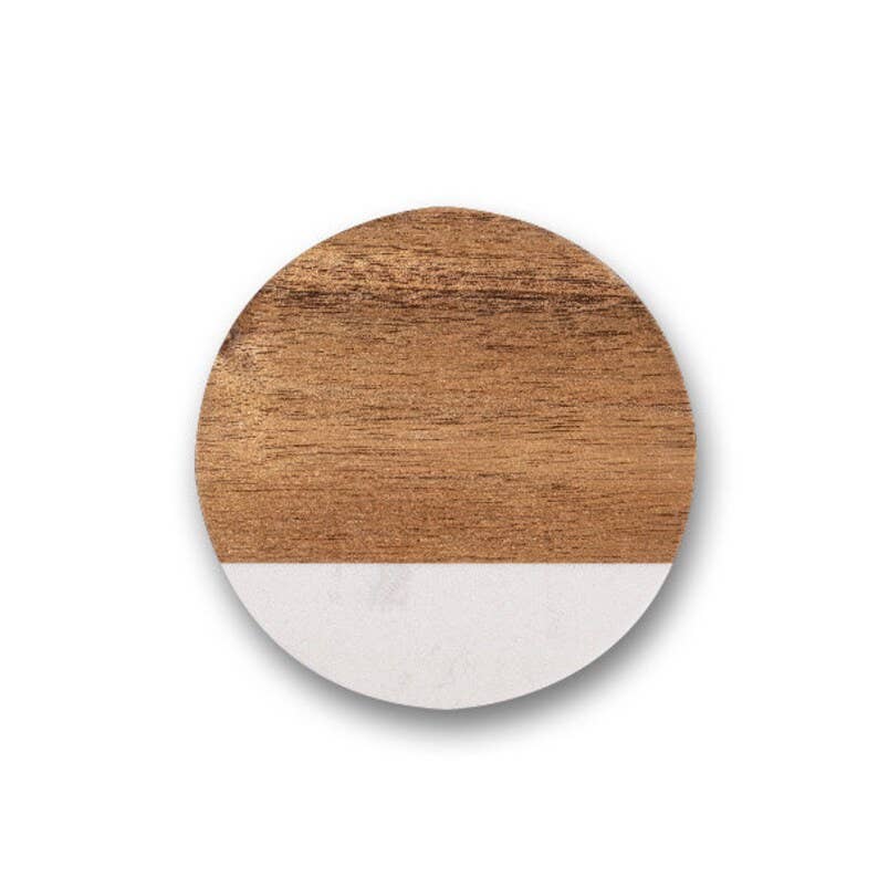 Marble and Wood Round Coaster in Blank