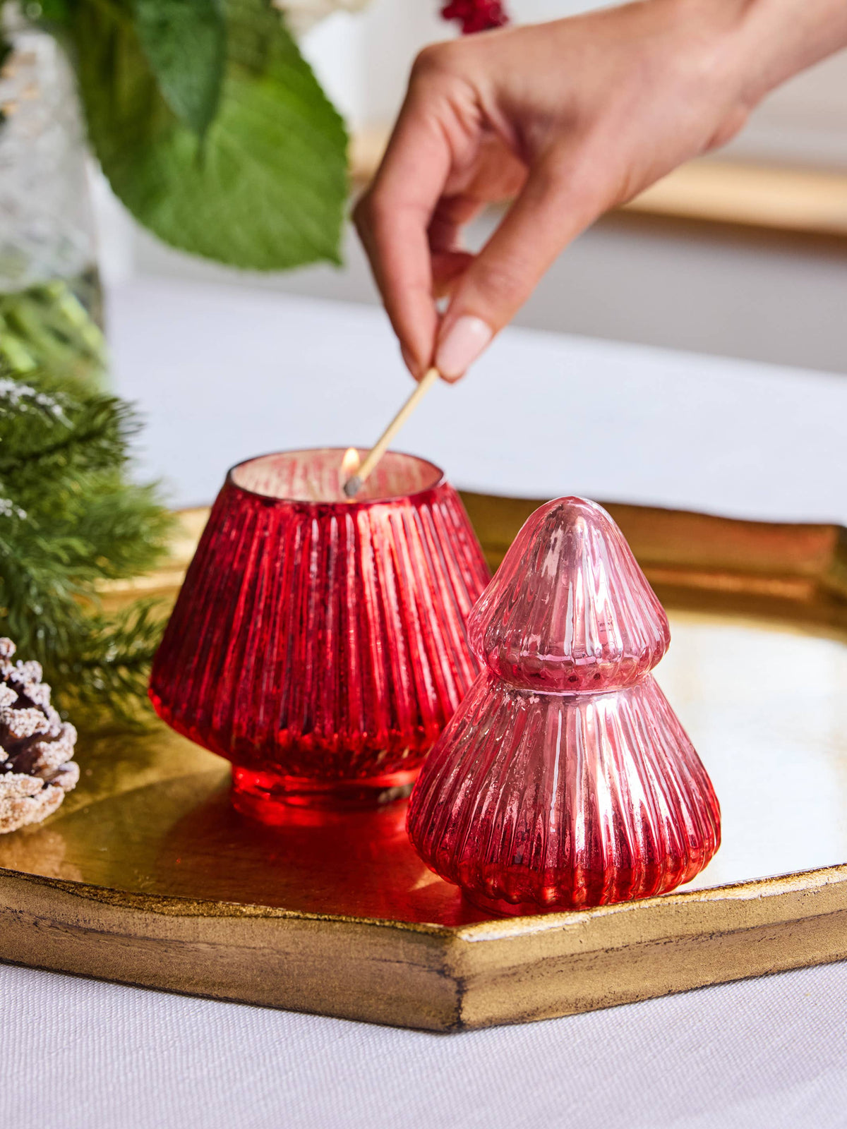 Tree Candle 5" Red Mercury