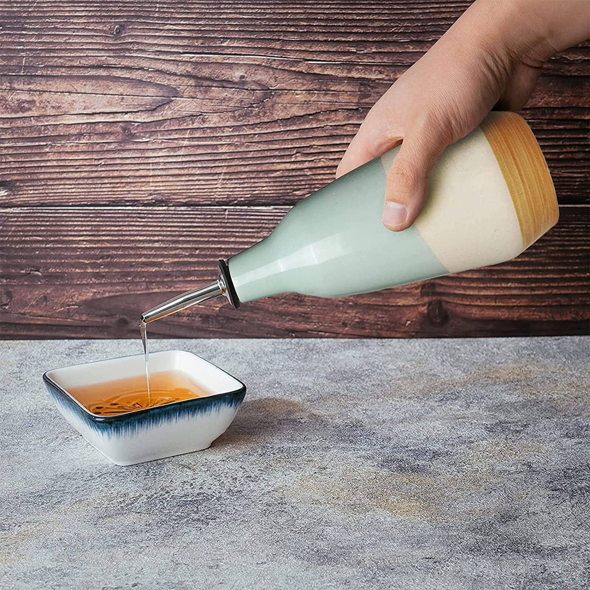 Gute Cruet Ceramic Olive Oil Dispenser Bottle - 400ml Vinega