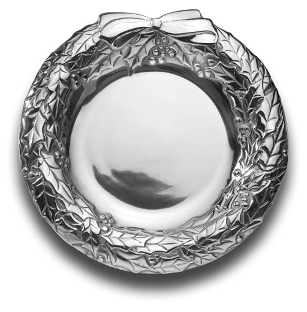 Holly Berries Round Wreath Tray