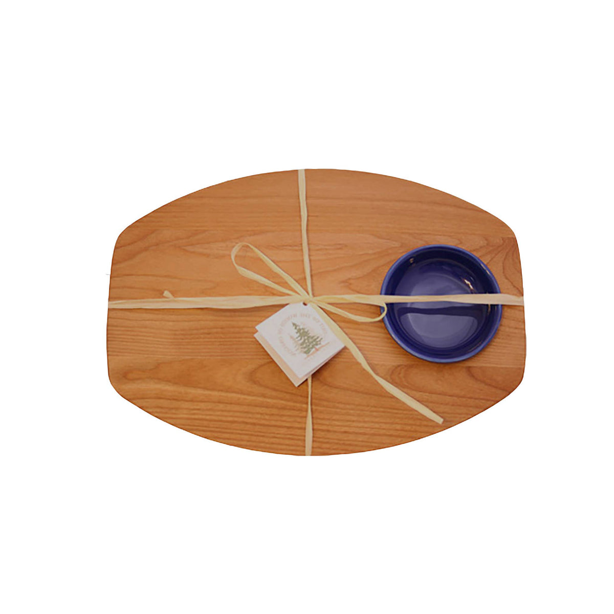 Single Bread and Oil Serving Board with Blue Bowl