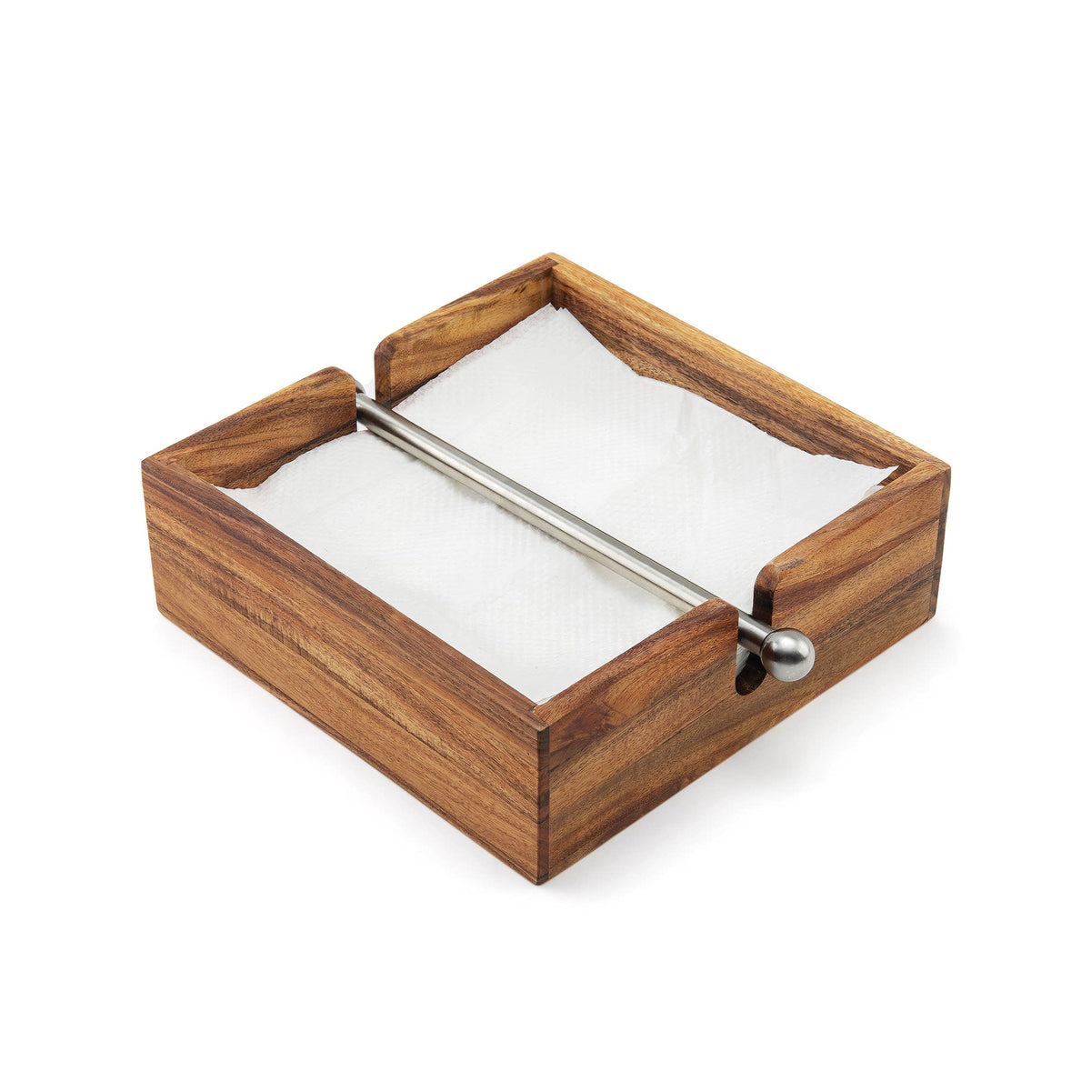 Ironwood Gourmet Napkin Holder, Acacia Wood, 7" x 7"