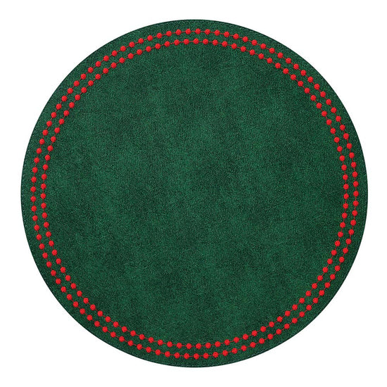 Bodrum Pearls placemat in Forest Green/Red