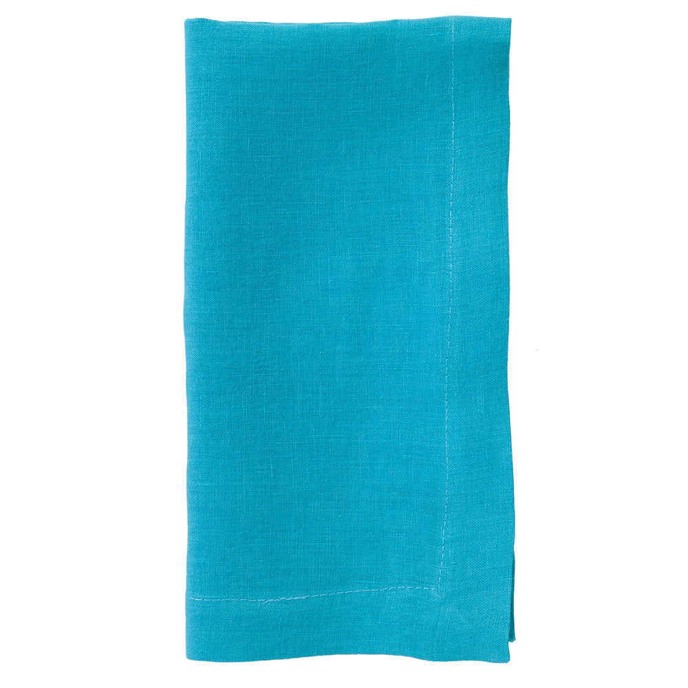 Bodrum Riviera Turquoise linen napkin