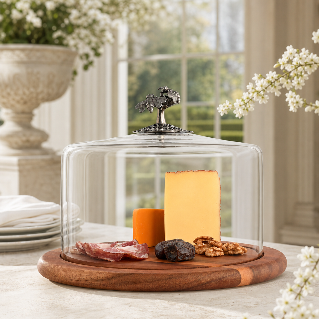 Honey Bee Glass Covered Cheese Wood Board