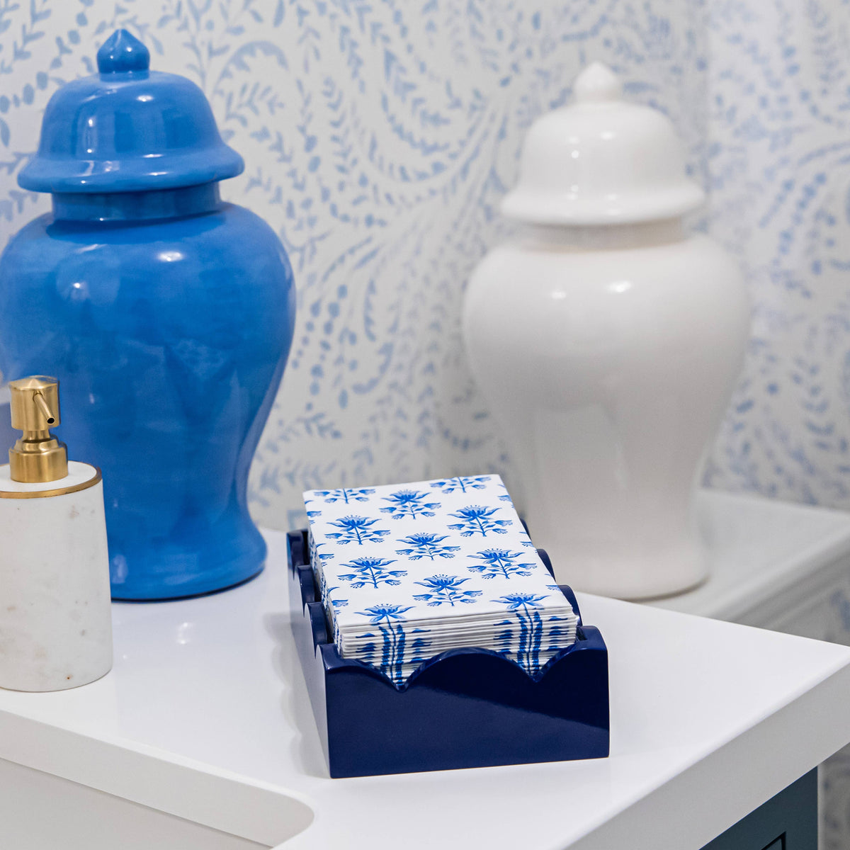 In Stock WH Paper Guest Towels | Tulip Block Print