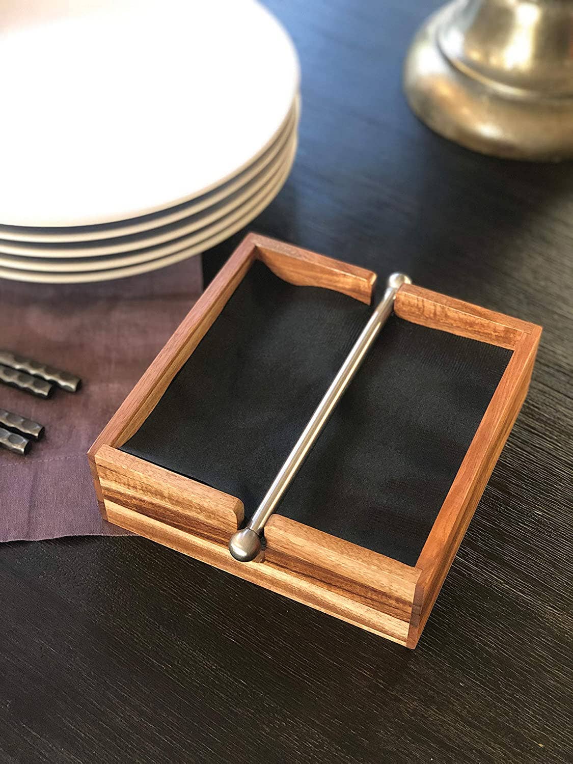 Ironwood Gourmet Napkin Holder, Acacia Wood, 7" x 7"
