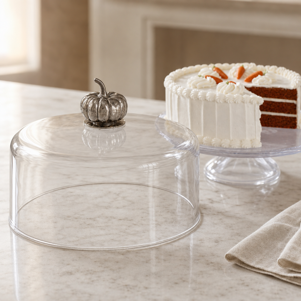 Pumpkin Knob Glass Covered Cake / Dessert Stand