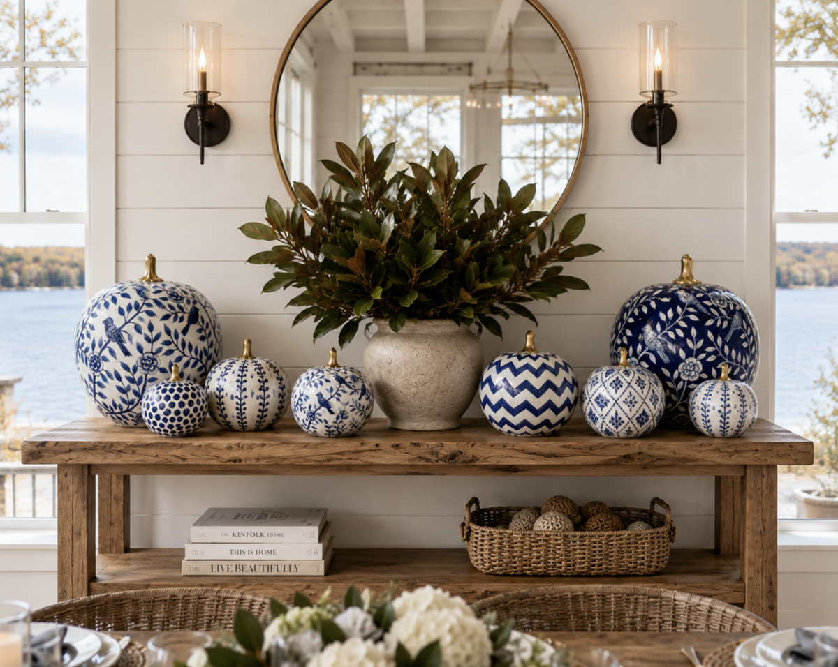 Navy Garden Trellis Pumpkin