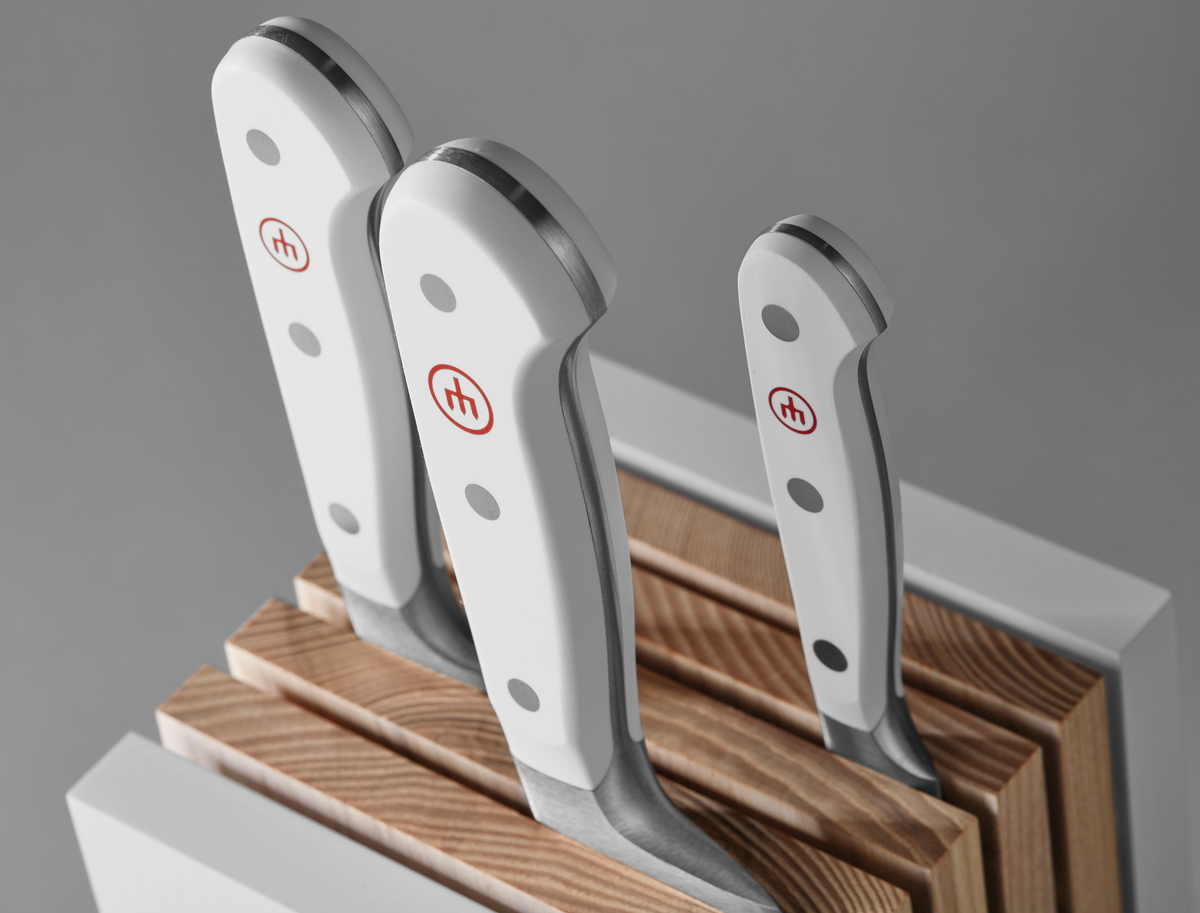 Wusthof Classic 6-Piece Knife Block Set with Bread Knife — White