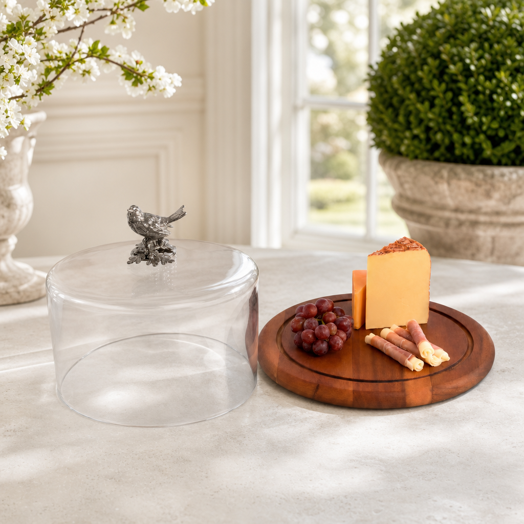 Song Bird Glass Covered Cheese Wood Board