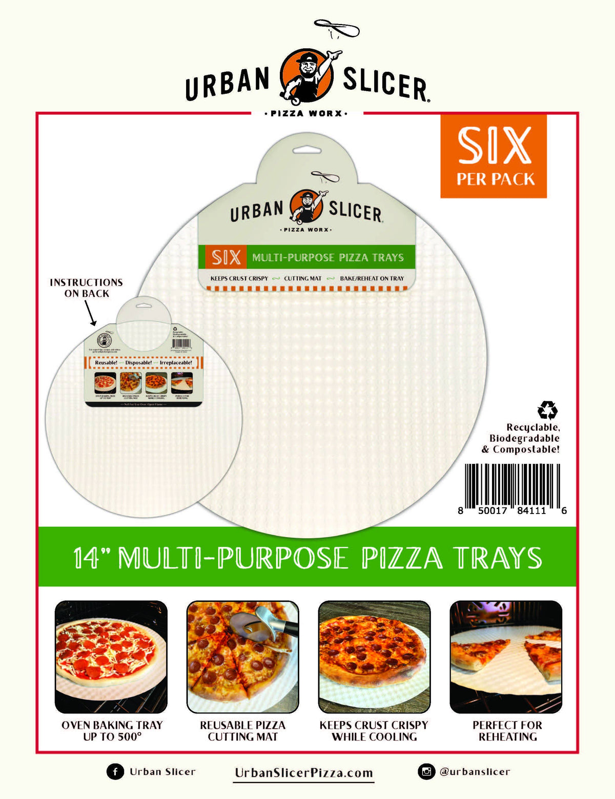 14" MULTI-USE PIZZA TRAY 6 pack