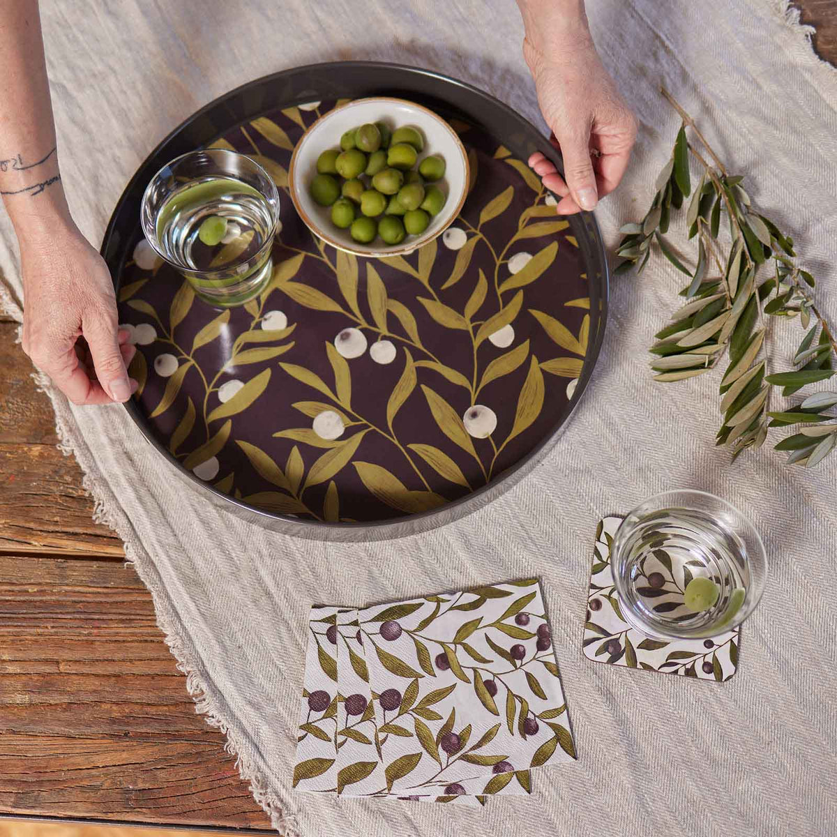 OLIVES Square Coasters, Set of 4