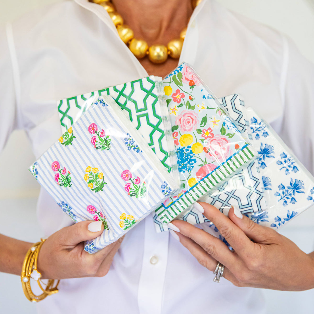 In Stock WH Paper Cocktail Napkins | Tulip Block Print