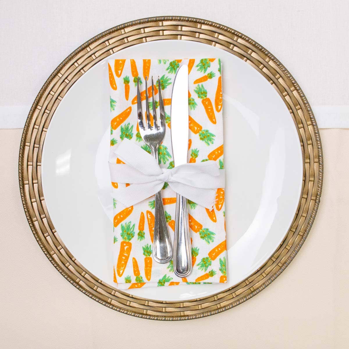 Carrot Napkin   Orange/Green   18x18