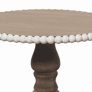 Wood 8" Brown Serving Stand with Beaded Accent