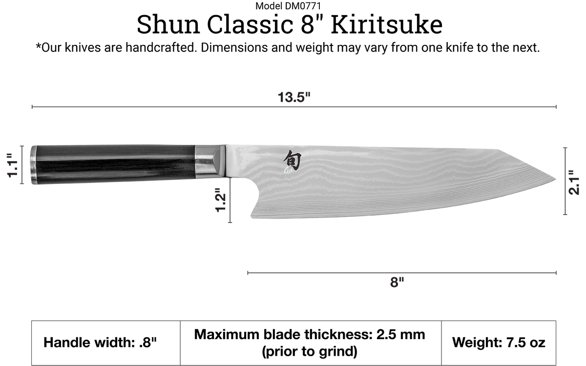 Shun Classic Blonde 8" Kiritsuke — Ebony