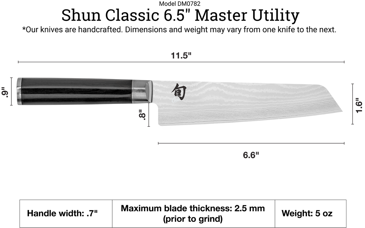 Shun Classic Blonde 6.5" Master Utility Knife — Ebony