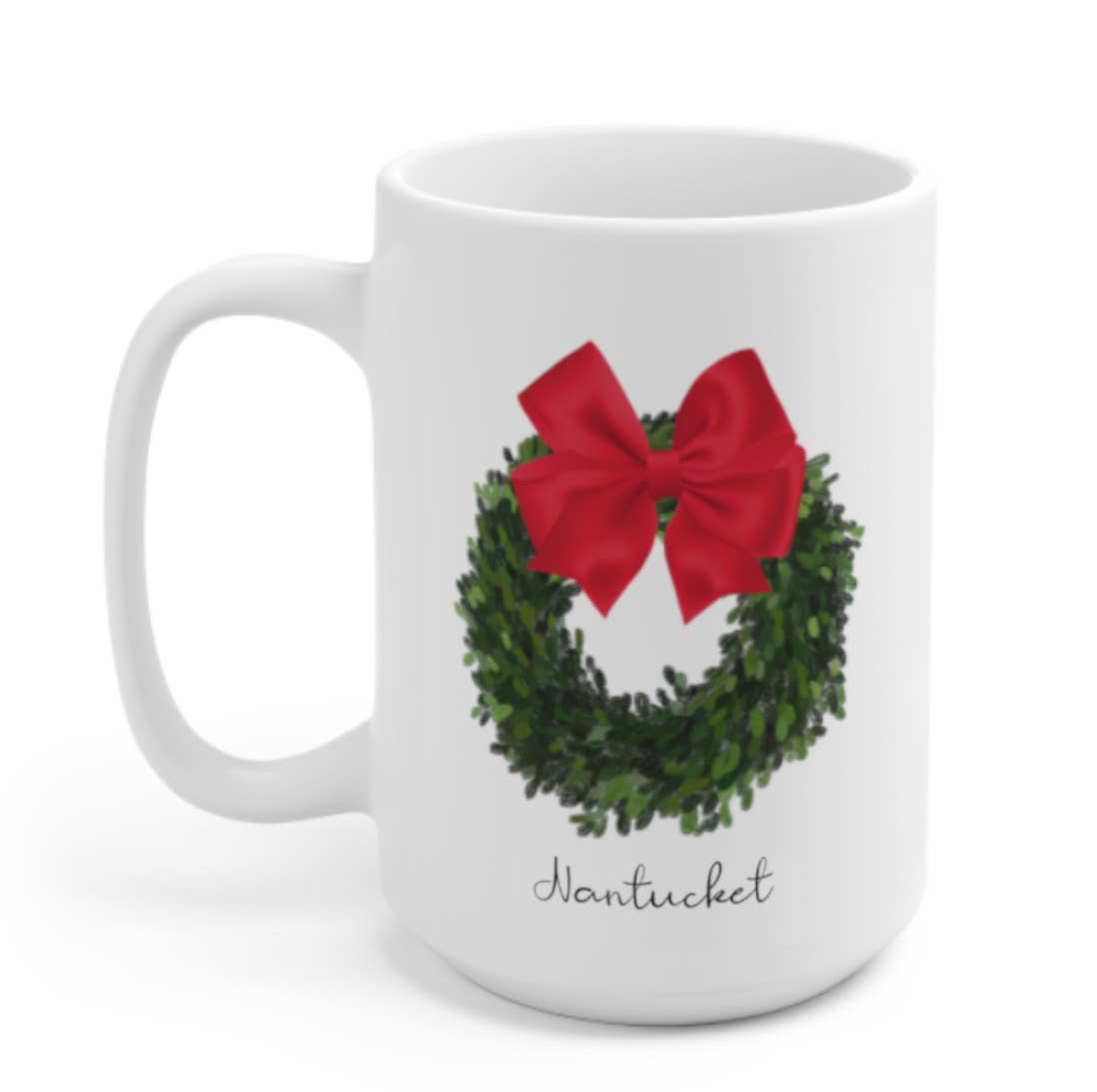 MUG - Boxwood Wreath with Red Bow