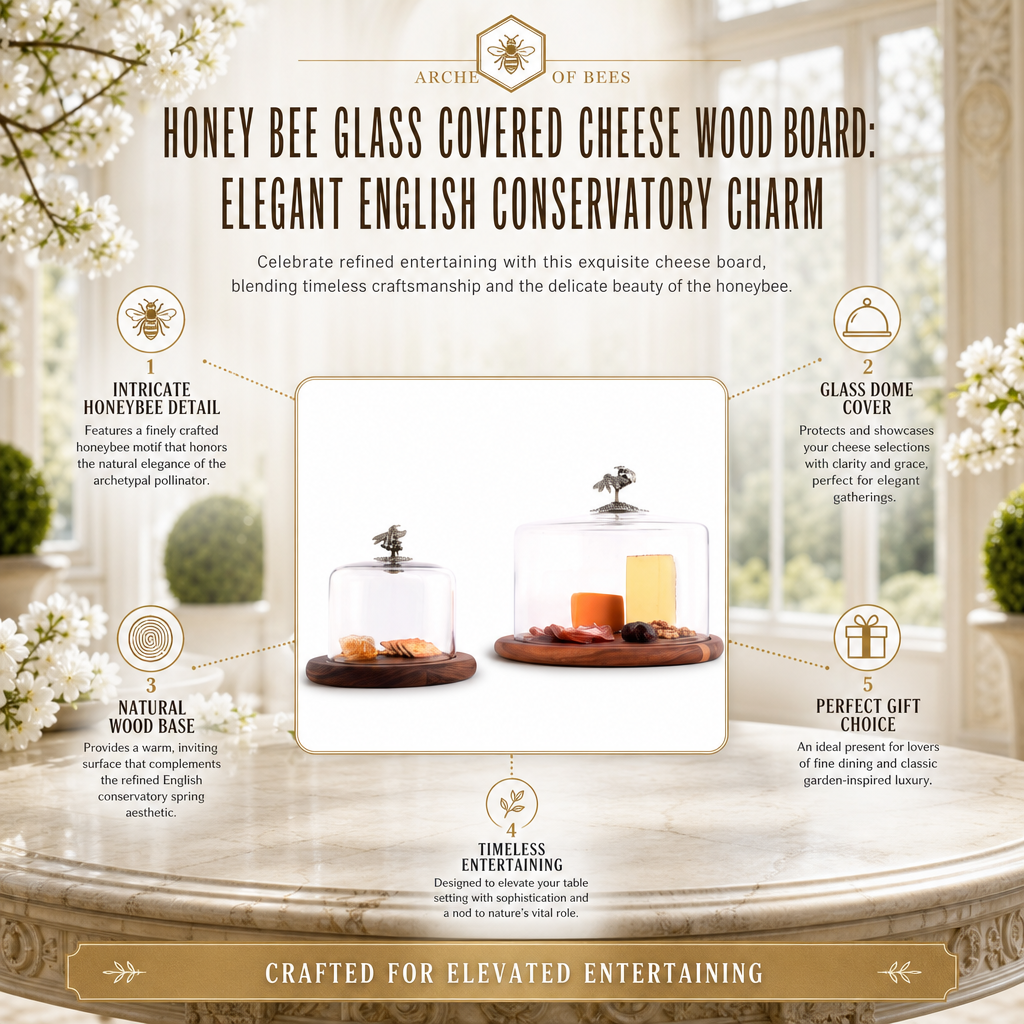 Honey Bee Glass Covered Cheese Wood Board