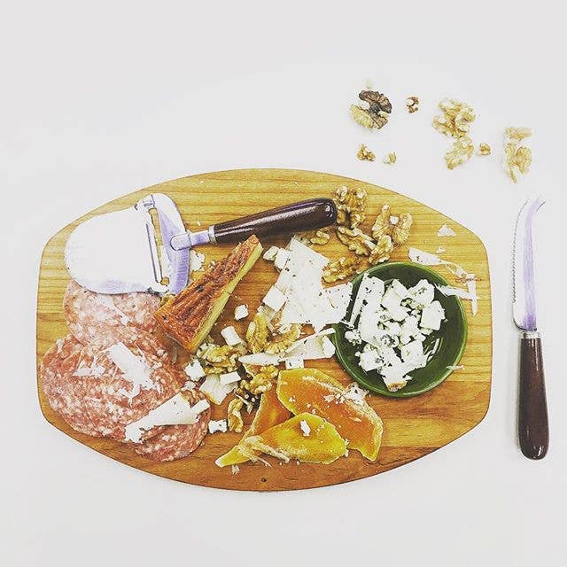 Single Bread and Oil Serving Board with Olive Green Bowl