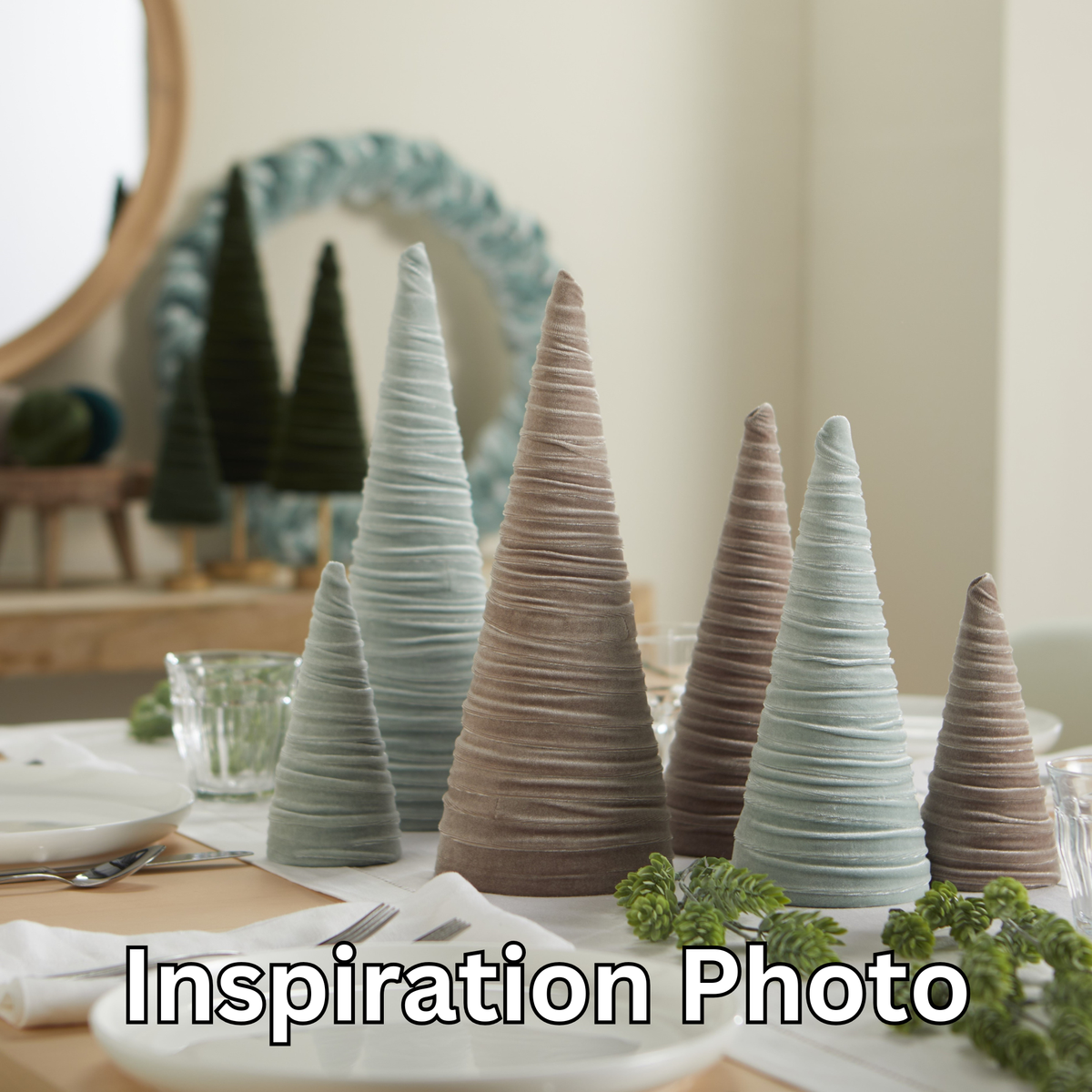 Tree Velvet 10" tall Medium, Spring Accent Tablescape