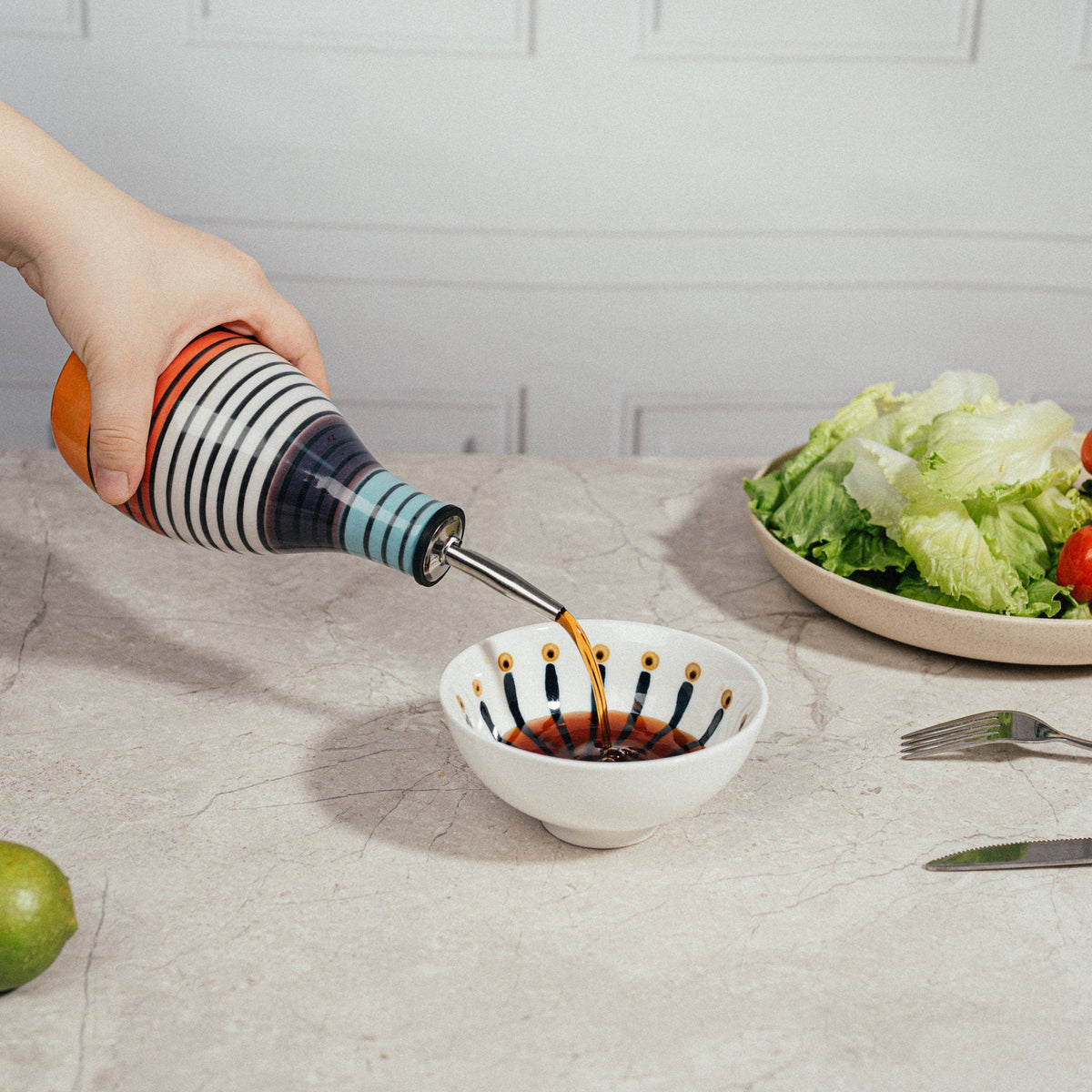 Cruet Ceramic Olive Oil Dispenser Bottle - 400ml Vinegar