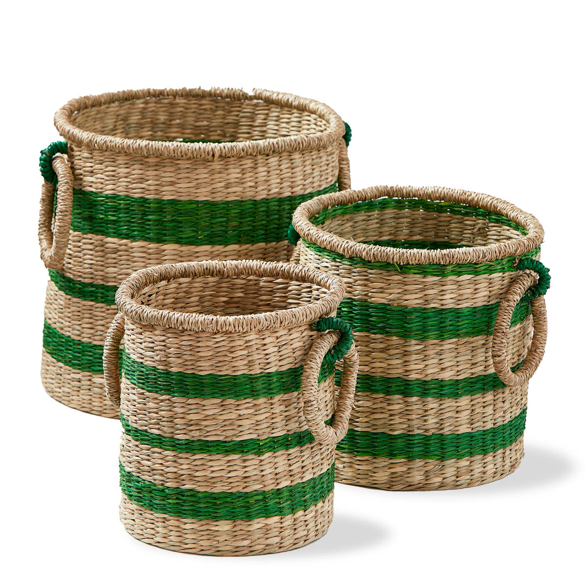Ula Basket Set of 3 Green Multi Sea Grass Summer