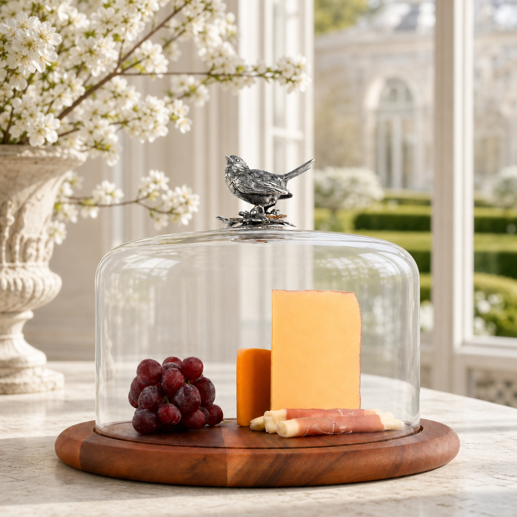 Song Bird Glass Covered Cheese Wood Board