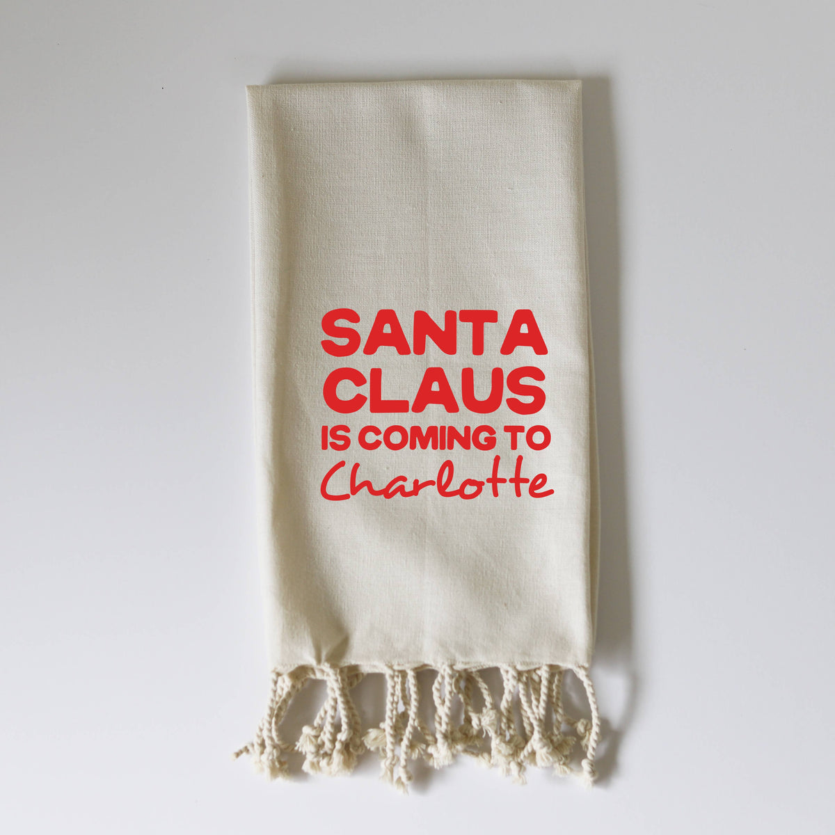 SANTA COMING (custom) - FRINGE TOWEL