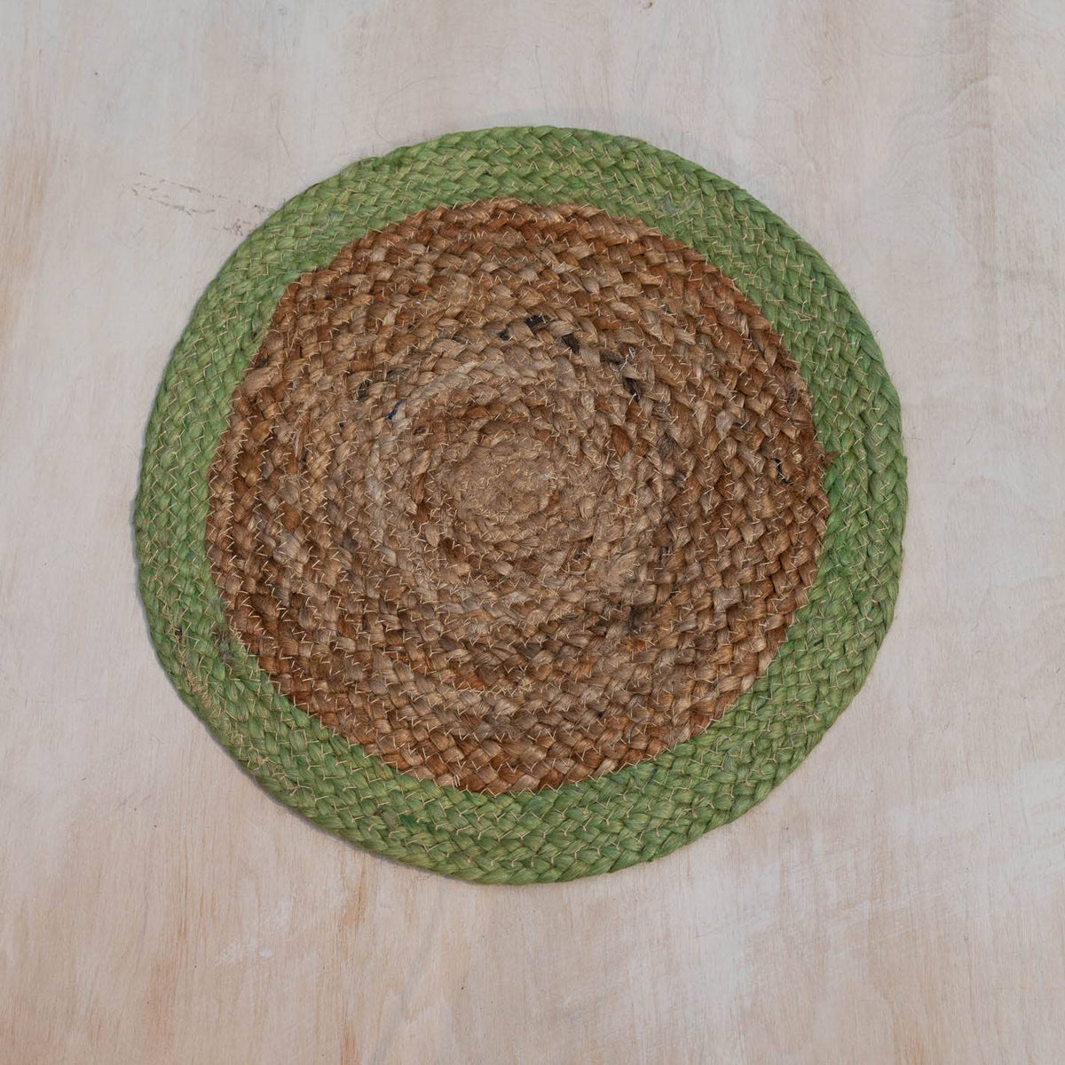 Natural & Green Jute Border Round Placemat