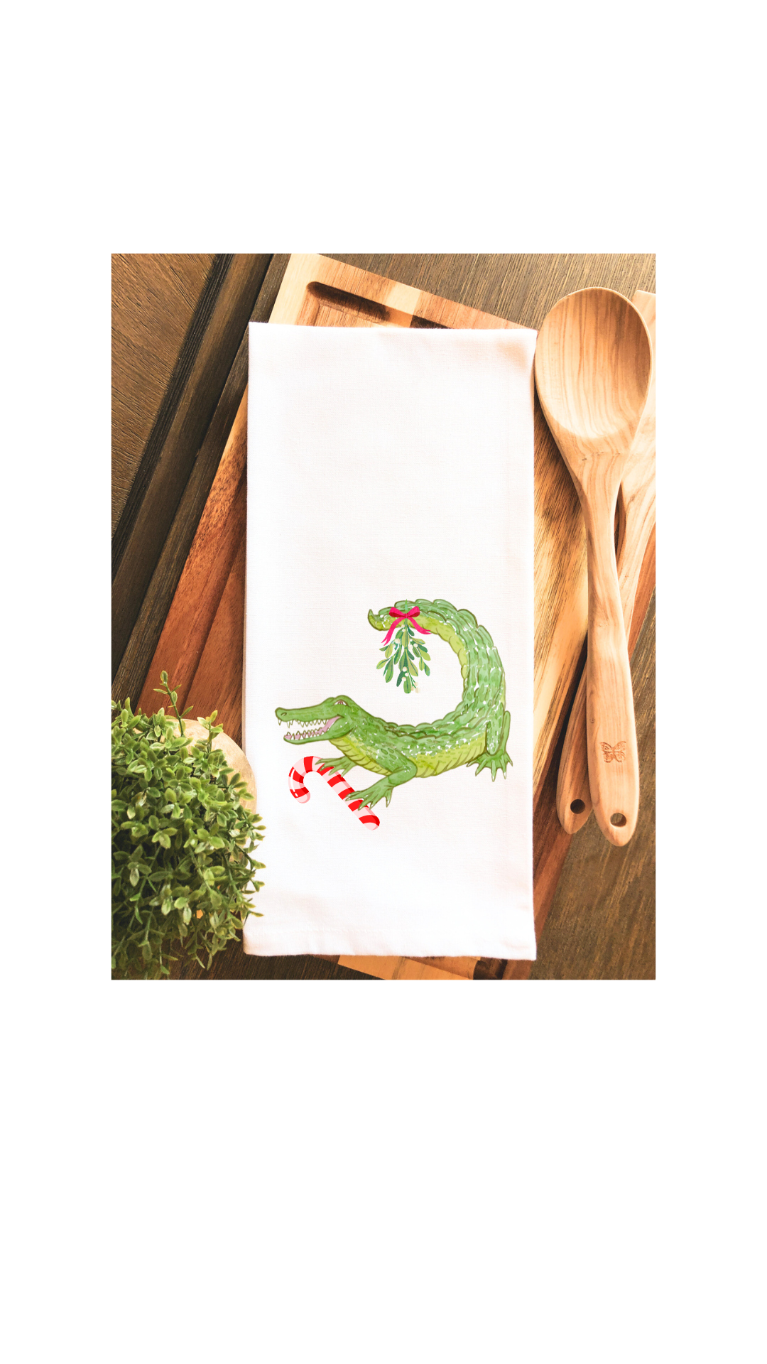 Mistletoe Christmas Alligator Tea Towel - Hand Towel