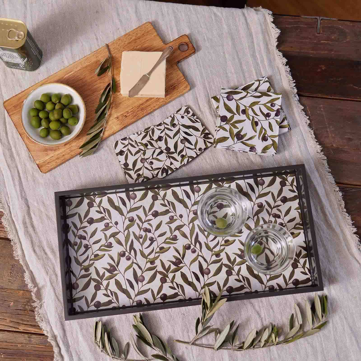 Olives Printed Paper Cocktail Napkins (Pack of 25)