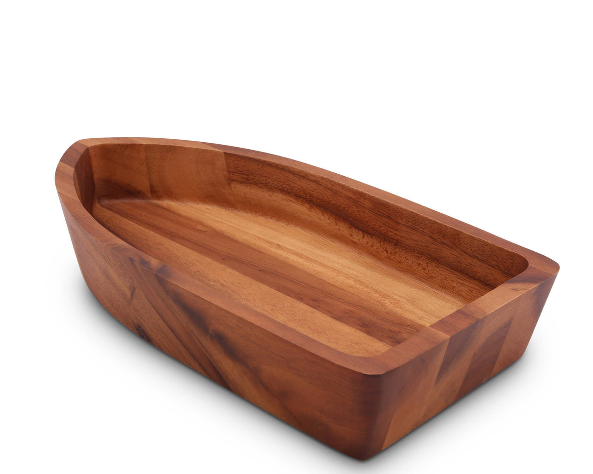 Boat Shape Acacia Wood Salad Bowl Large