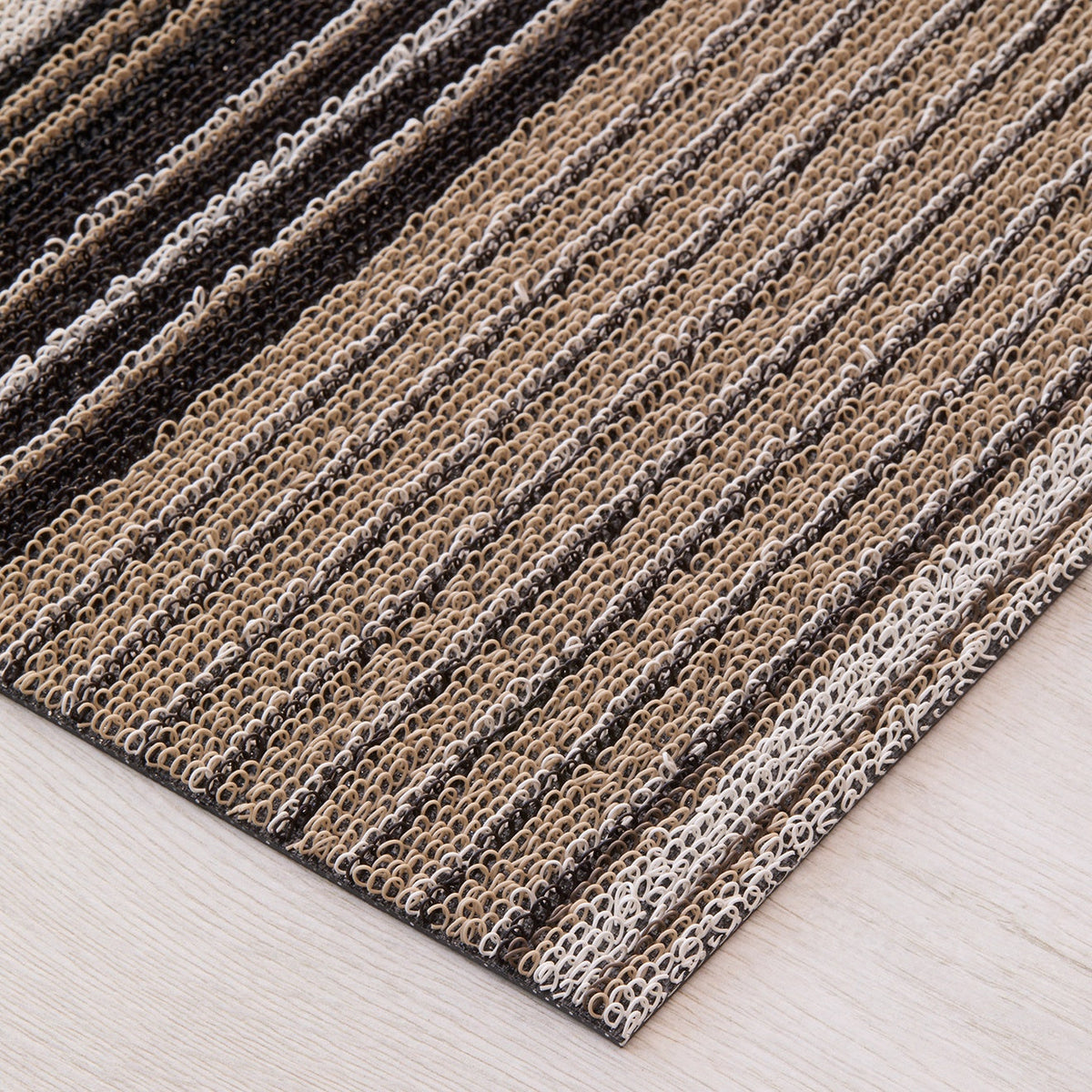 Pleat Stripe Shag Mats - Oyster
