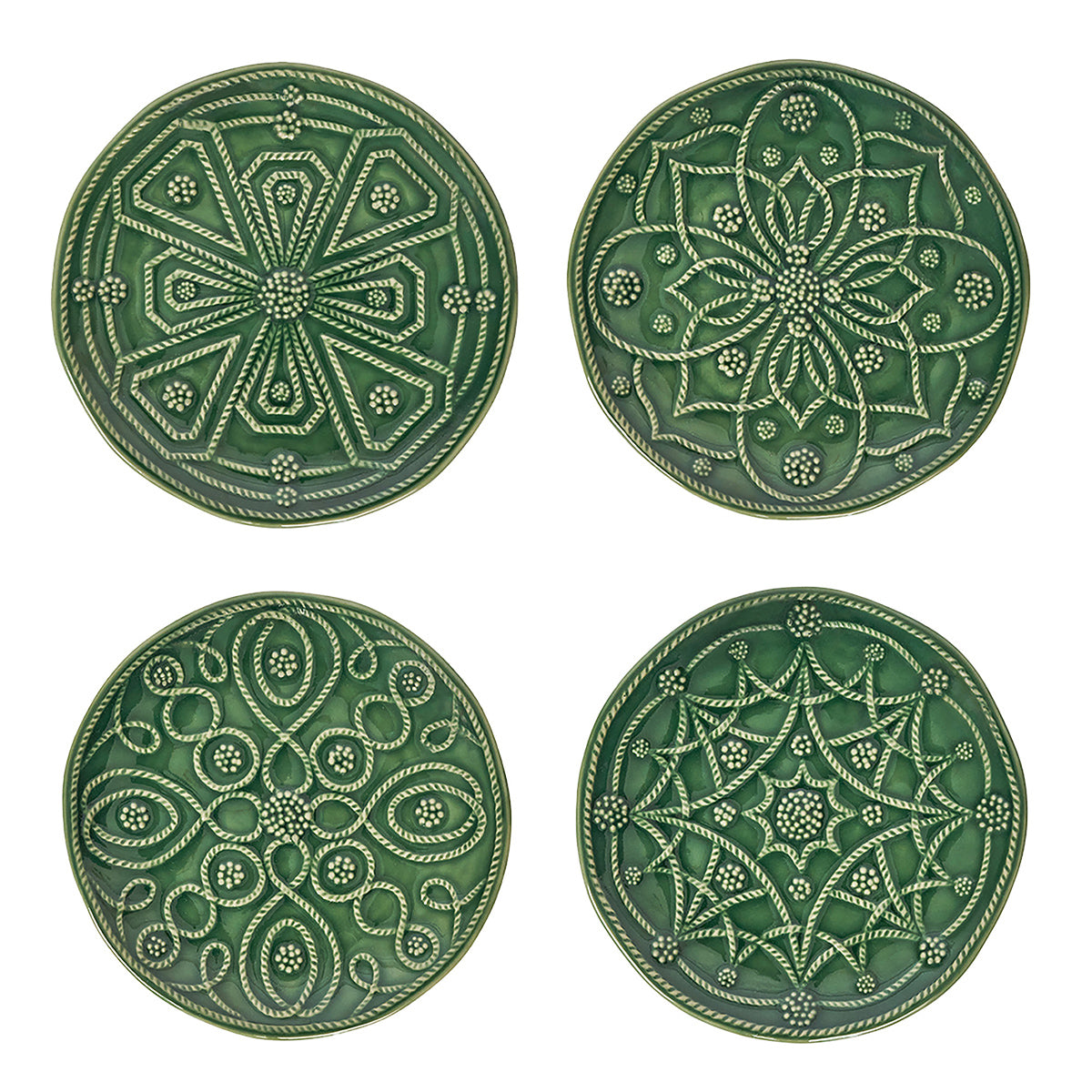 Jardins Du Monde Side/Cocktail Plate Assorted Set/4 Basil