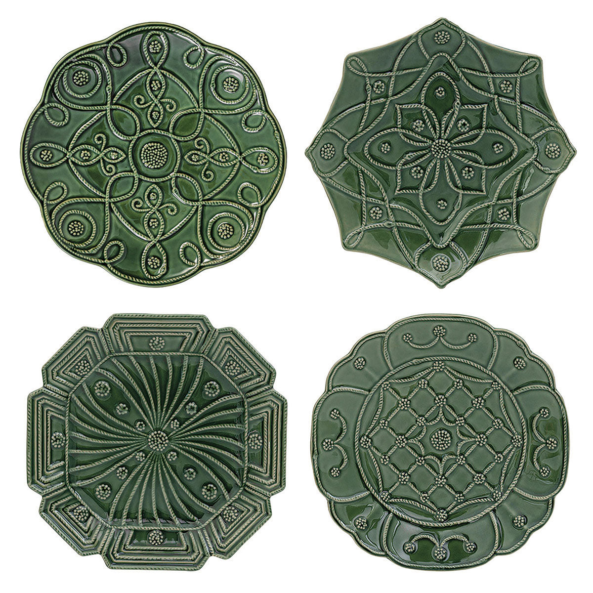 Jardins Du Monde Dessert/Salad Plate Assorted Set/4 Basil