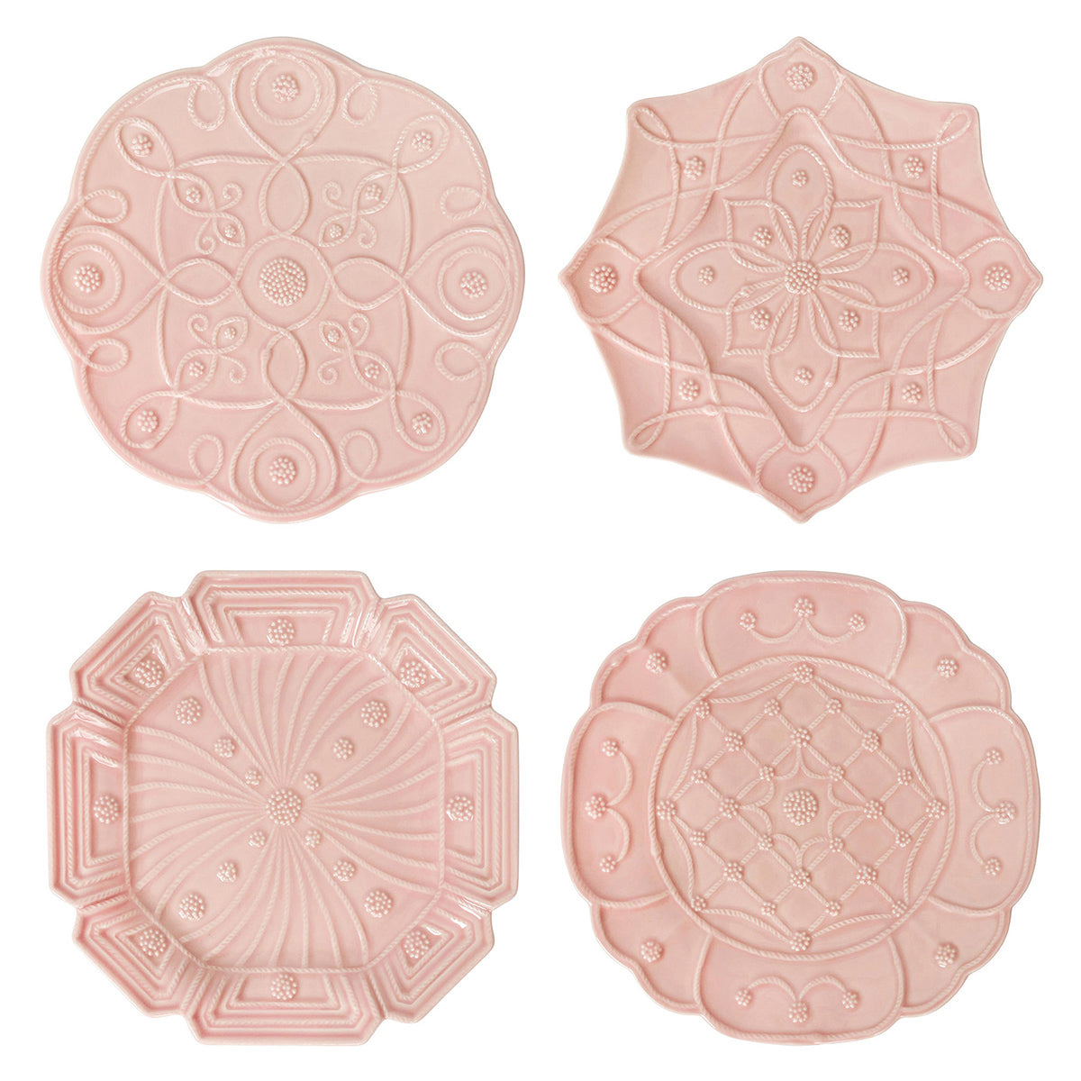 Jardins Du Monde Dessert/Salad Plate Assorted Set/4 Blush