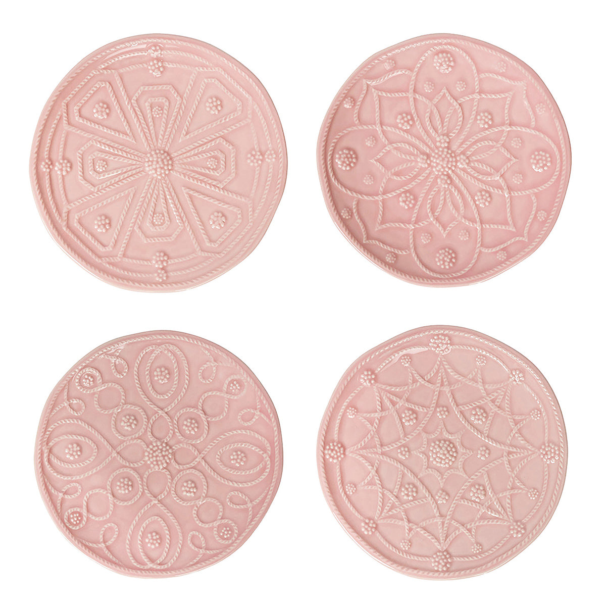 Jardins Du Monde Side/Cocktail Plate Assorted Set/4 Blush