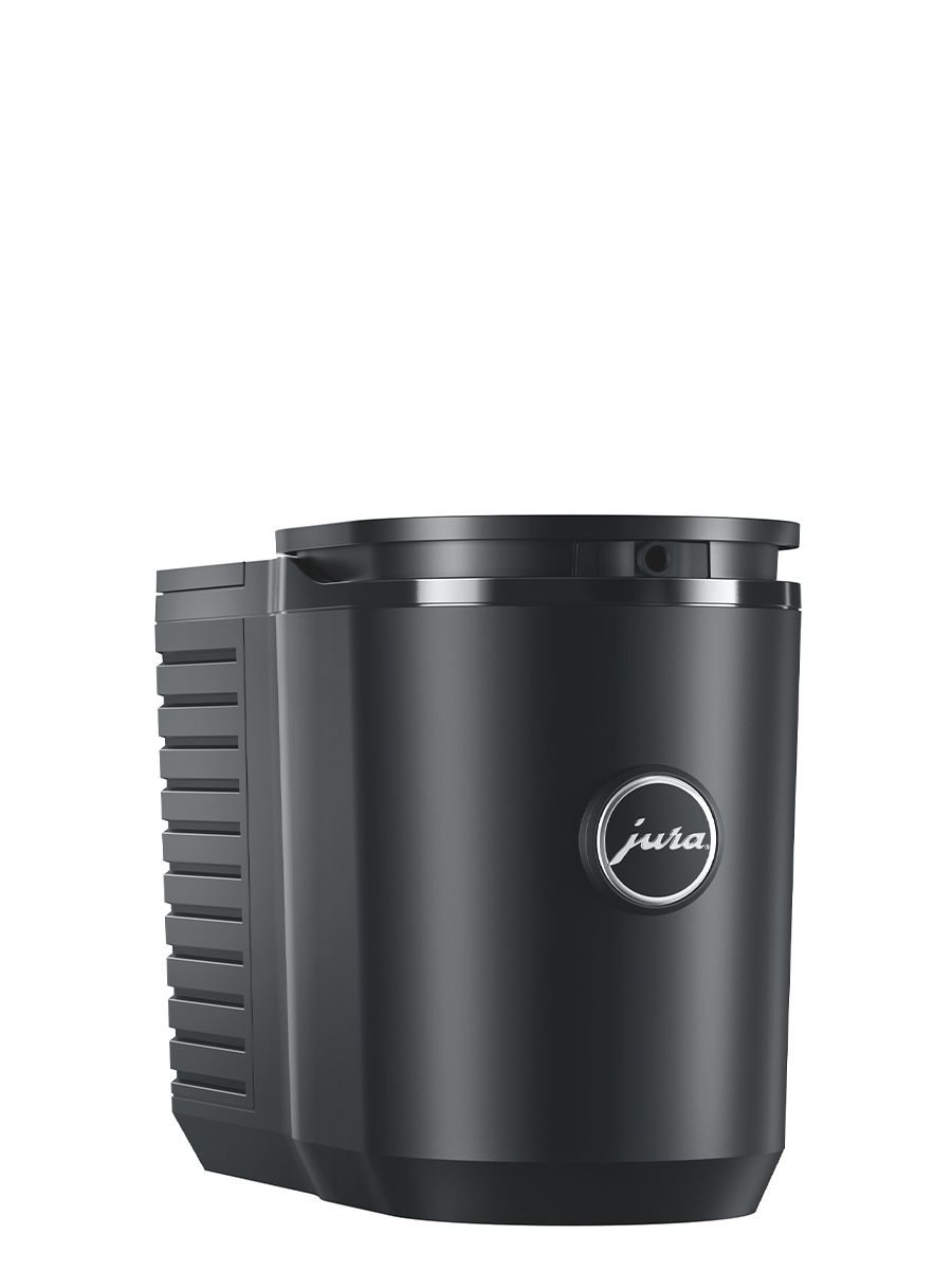 Front side view of Cool Control Black (.6L) with JURA logo on the center