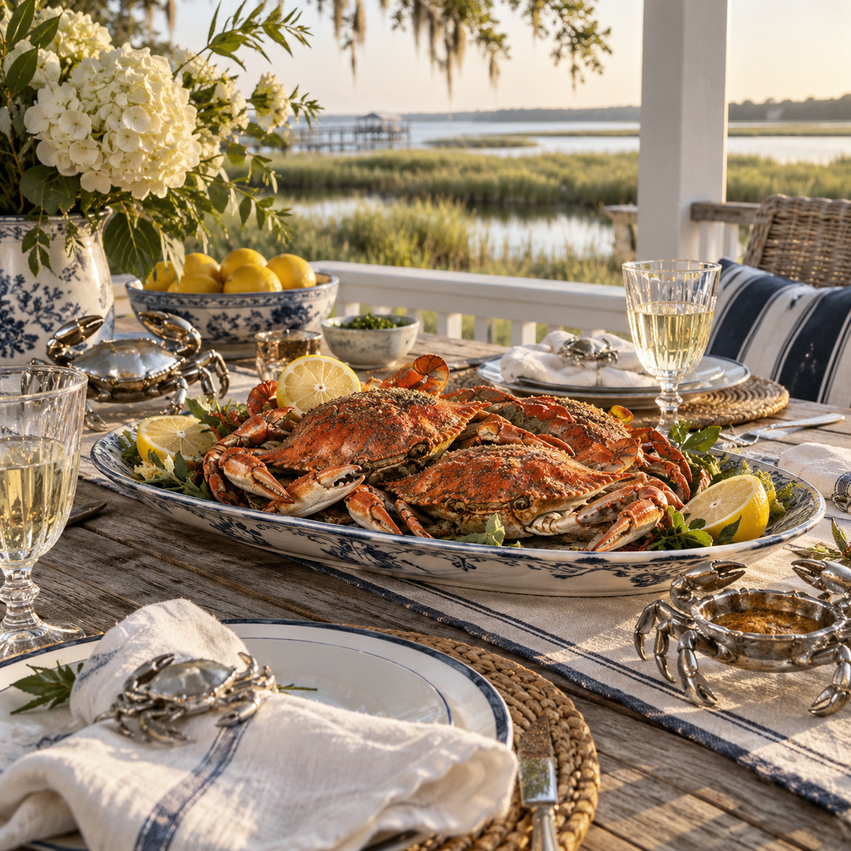 Lowcountry Crabs lifestyle scene at Le Cookery