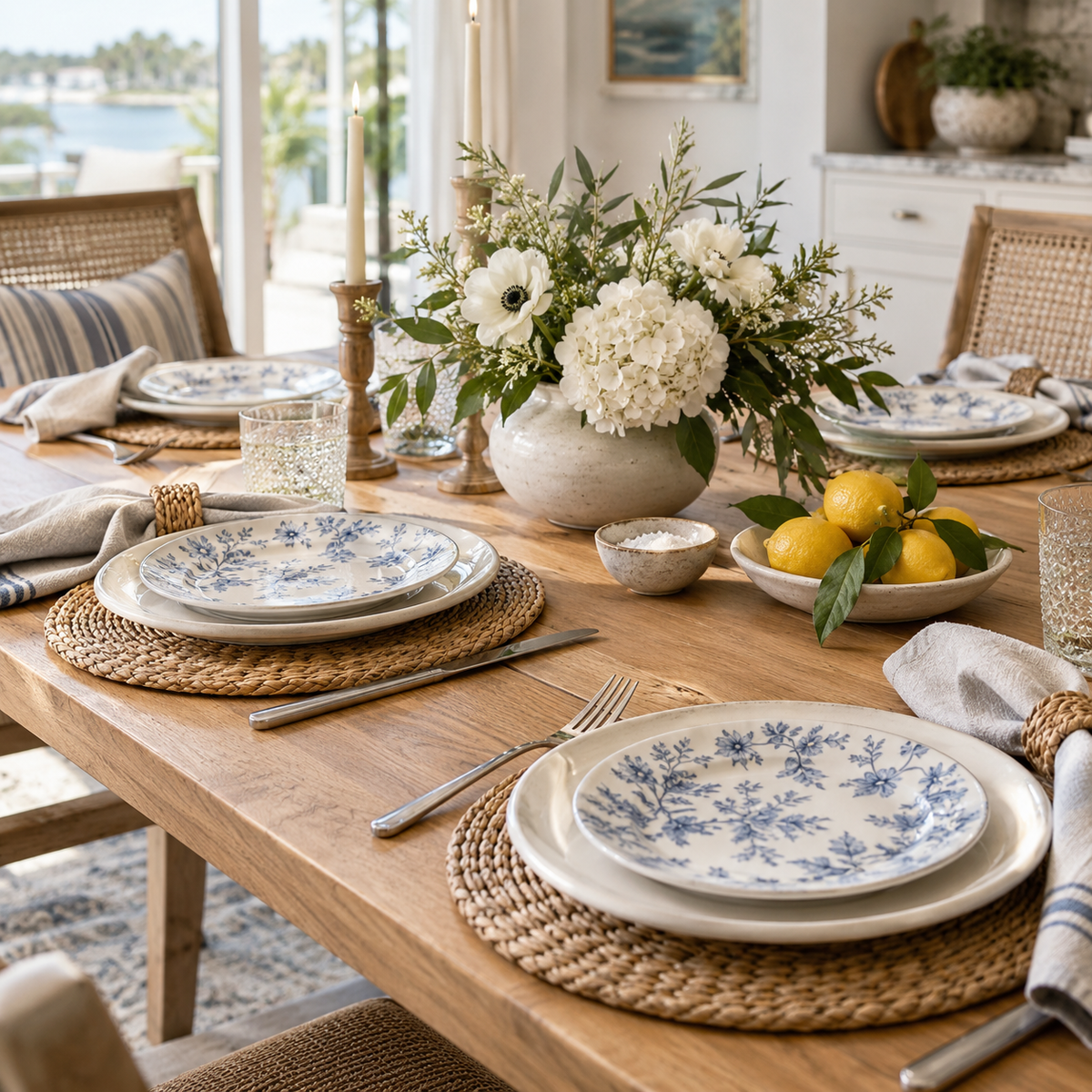 Dinnerware lifestyle scene at Le Cookery