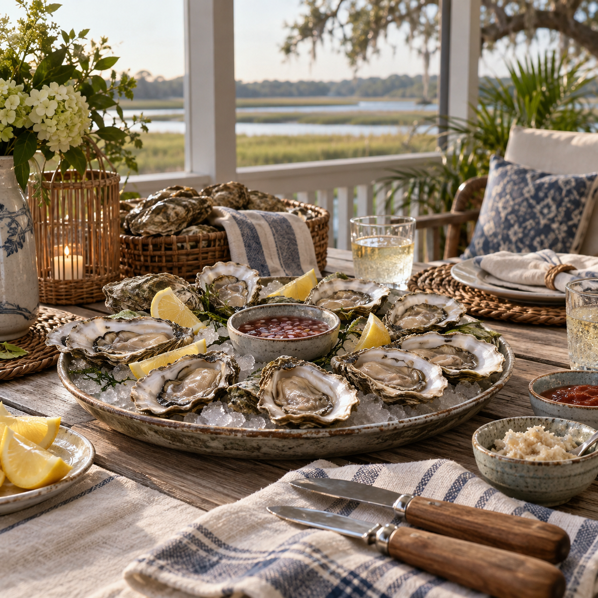 Oysters & Ocean Living lifestyle scene at Le Cookery