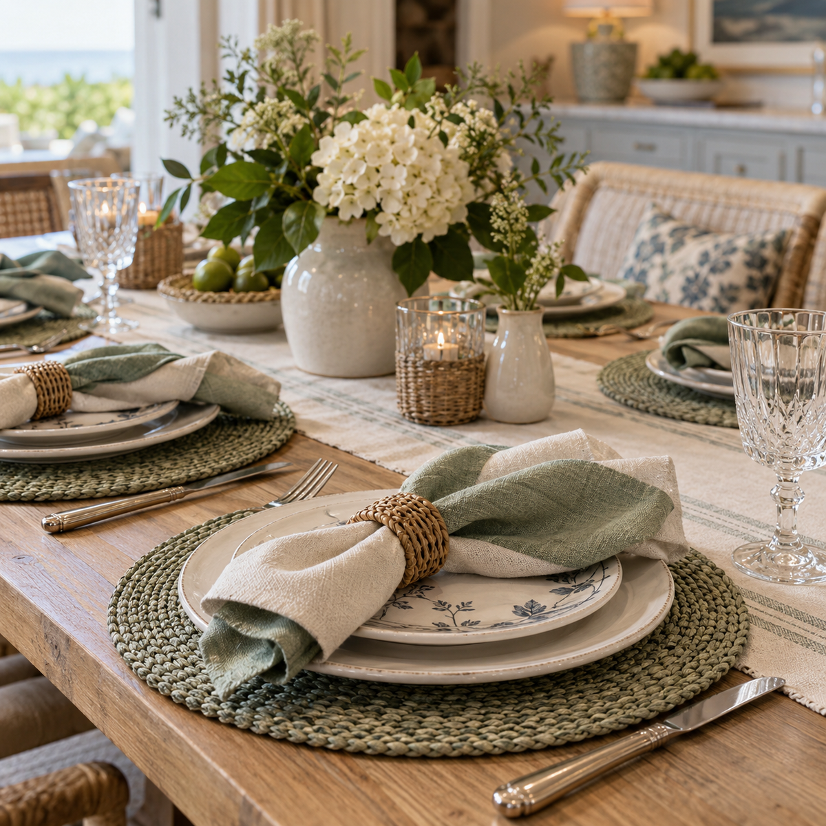 Table Linens & Napkin Rings lifestyle scene at Le Cookery