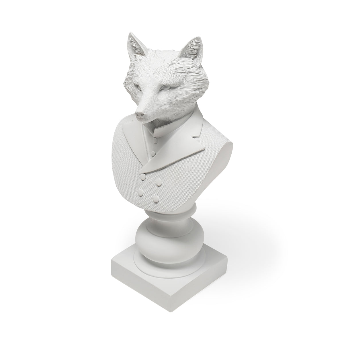 Murray 13H White Painted Resin Fox in a Suit Bust