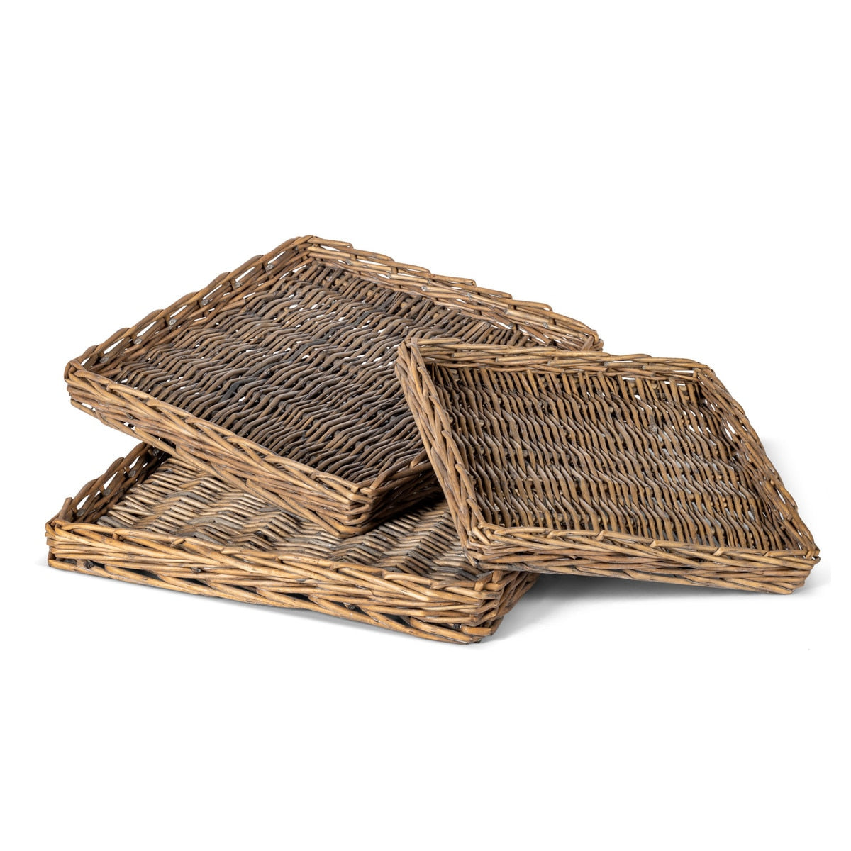 Woven Willow Square Trays, Set of 3